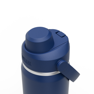 Garrafa Térmica Camelbak Thrive Chug 590ml com tampa azul e mecanismo de abertura prático.