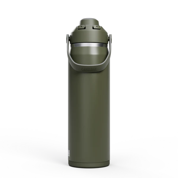 Garrafa Térmica Camelbak Thrive 740ml em cor verde, ideal para hidratação diária e transporte prático.