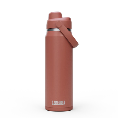 Garrafa Térmica Camelbak Thrive 740ml em tom de rosa, ideal para hidratação diária e transporte prático.