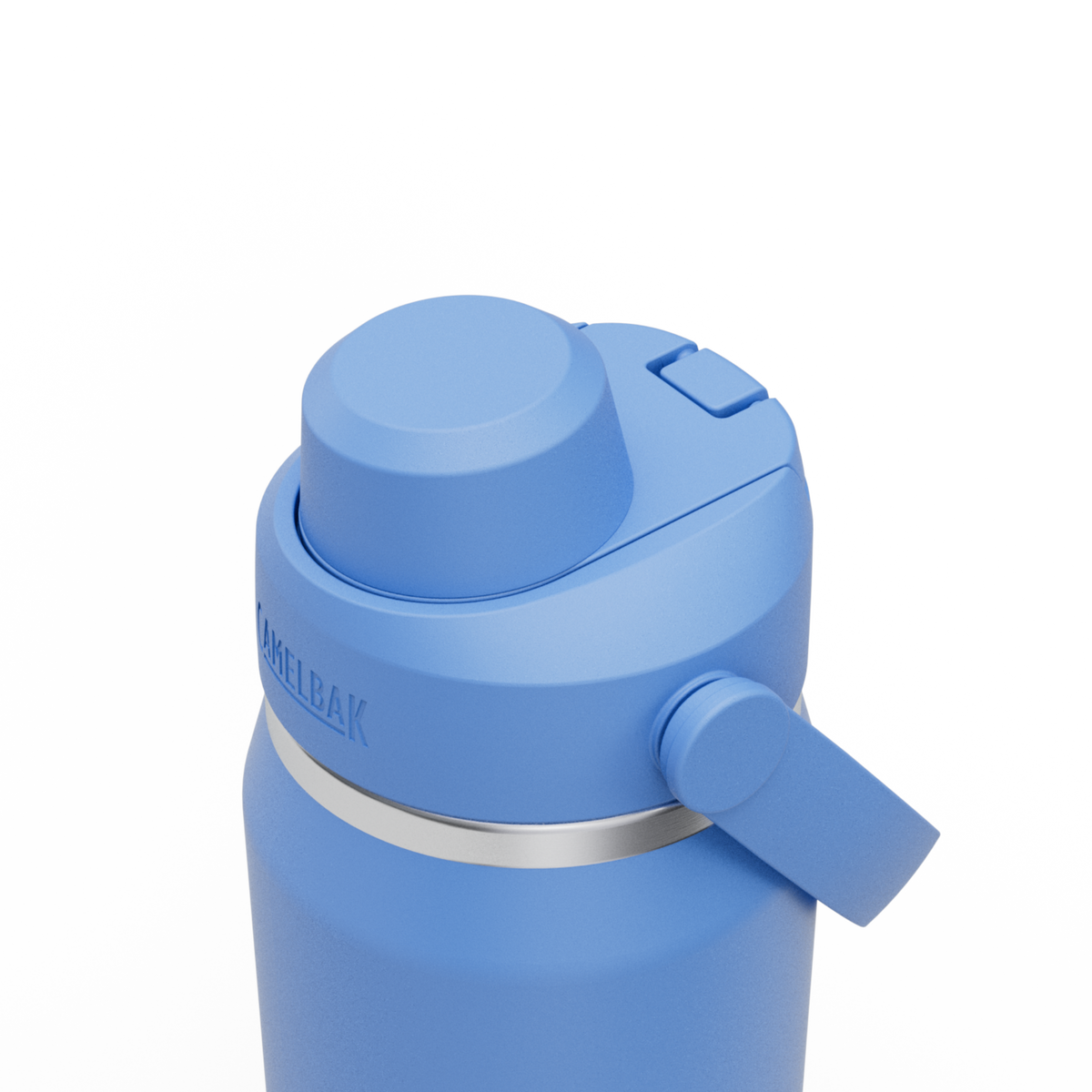 Garrafa Térmica Camelbak Thrive 740ml na cor azul com tampa e botão de abertura.