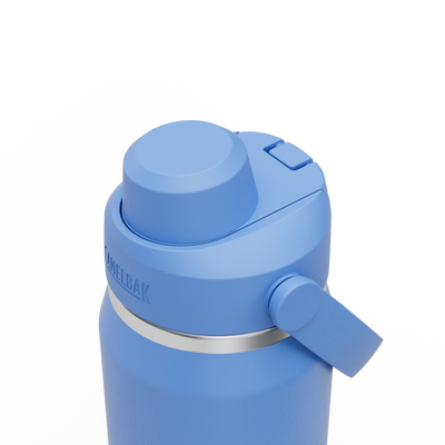 Garrafa Térmica Camelbak Thrive 740ml na cor azul com tampa e botão de abertura.