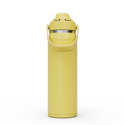 Garrafa Térmica Camelbak Thrive 740ml amarela, ideal para hidratação e transporte prático.