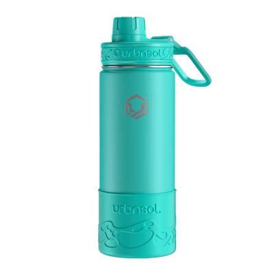 Garrafa Térmica Urbnsol Tradicional - 532ml com protetor de silicone, ideal para manter bebidas quentes por 12h ou frias por 24h.