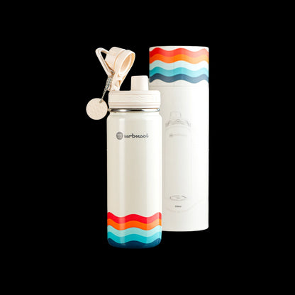 Garrafa Térmica Urbnsol 532ml - Core e Waves com design colorido e isolamento térmico, ideal para manter bebidas quentes ou frias.