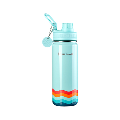 Garrafa Térmica Urbnsol 532ml - Core e Waves com design colorido e isolamento térmico 18/8, mantém bebidas quentes por 12h e frias por 24h.