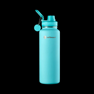 Garrafa Térmica Urbnsol 1,18L - Core e Waves em aço inoxidável, cor azul, mantém bebidas quentes por 12h e frias por 24h.