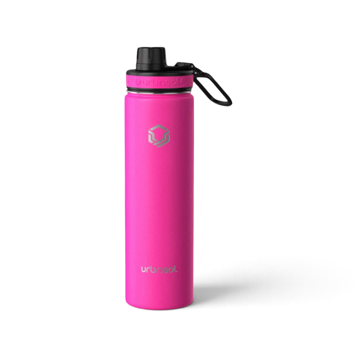 Garrafa Térmica Urbnsol 650 ml Tradicional Pink, vista frontal com tampa fechada