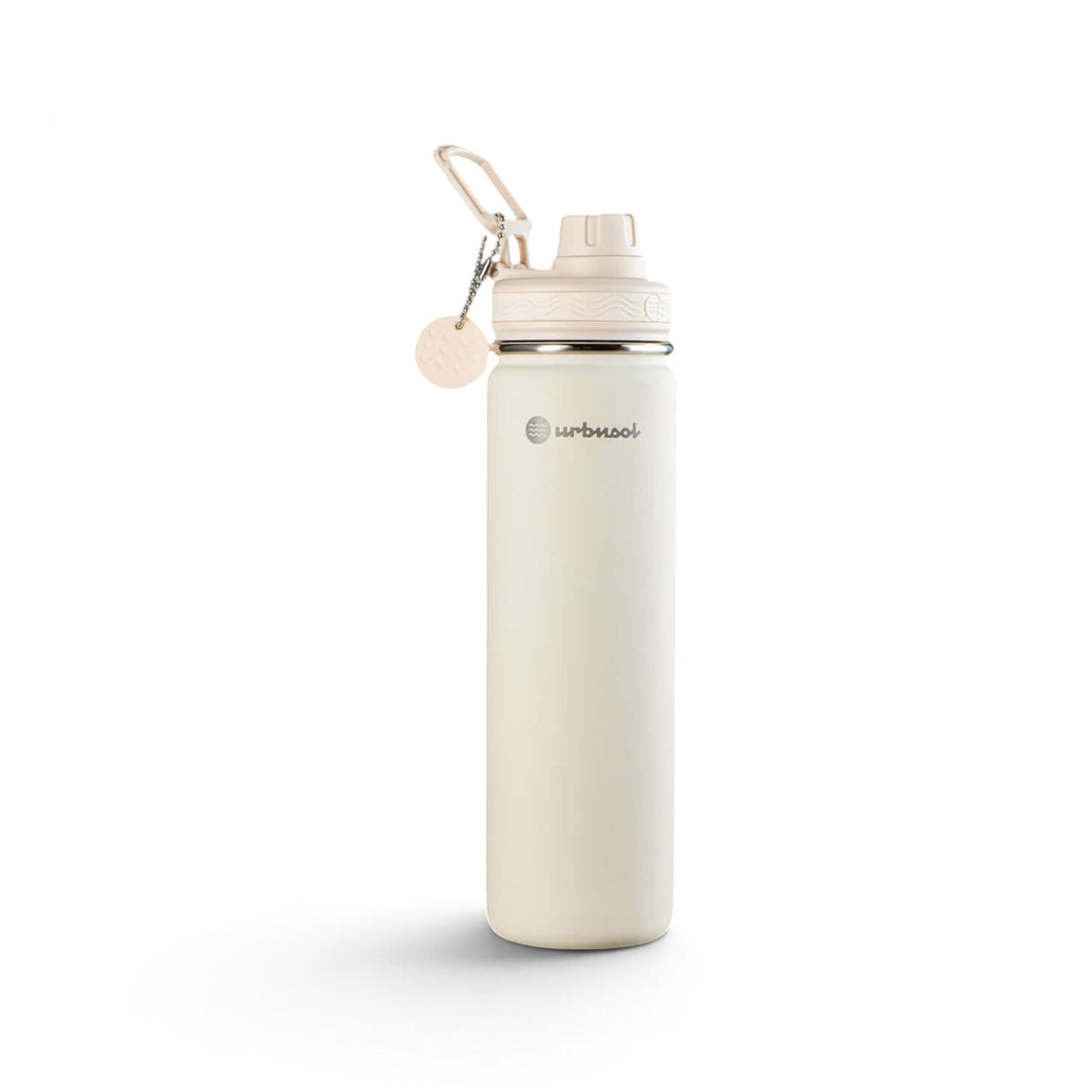 Garrafa Térmica Urbnsol 650 ml Core e Waves Off-white, vista frontal com tampa fechada