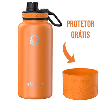 Garrafa Térmica Urbnsol 946ml - Tradicional em aço inoxidável com protetor grátis, mantém bebidas quentes e frias por horas.