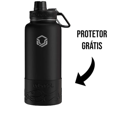 Garrafa Térmica Urbnsol 946ml - Tradicional em aço inoxidável com protetor grátis, mantém bebidas quentes por até 12 horas.
