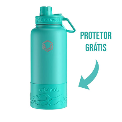 Garrafa Térmica Urbnsol 946ml - Tradicional com protetor grátis em aço inoxidável para bebidas quentes e frias.
