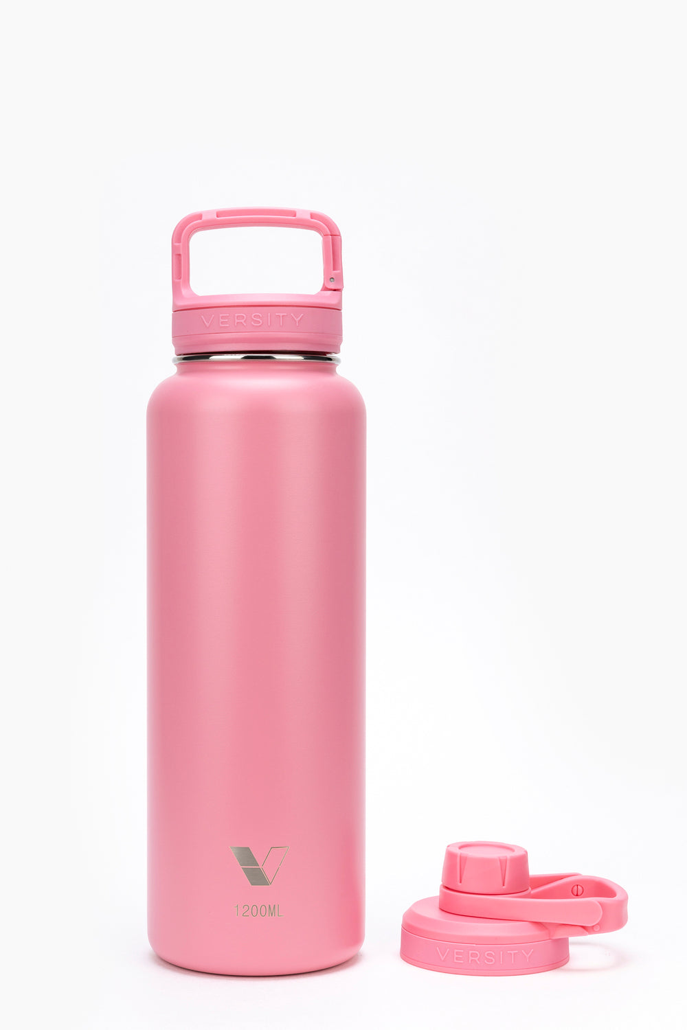 Garrafa Térmica Versity ColdKeeper 1200ml rosa com tampa destacável, isolamento a vácuo eficaz para bebidas frias e quentes.