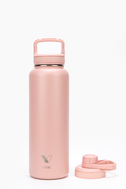 Garrafa Térmica Versity ColdKeeper 1200ml rosa com isolamento a vácuo para bebidas frias por 24h e quentes por 12h, tampa destacável.