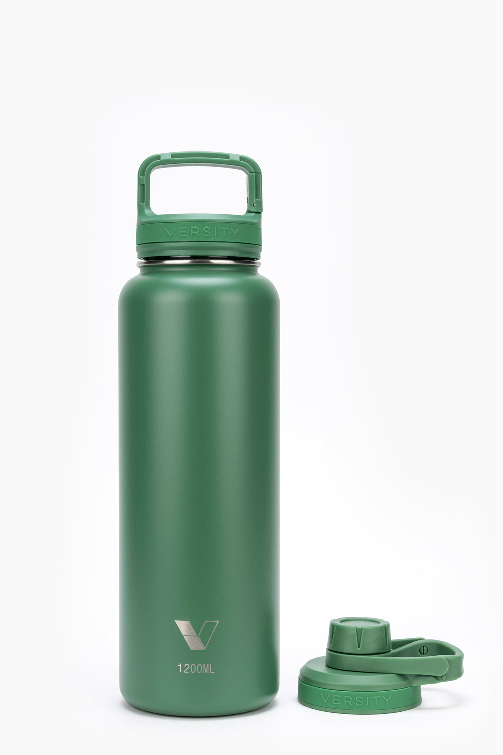Garrafa Térmica Versity ColdKeeper 1200ml verde com isolamento a vácuo, mantém bebidas geladas por 24h e quentes por 12h.