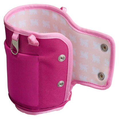 Bolsa para Copo Quencher Stanley - Carry All 1,18L em poliéster rosa, com padrão de urso alado e fecho de botão.
