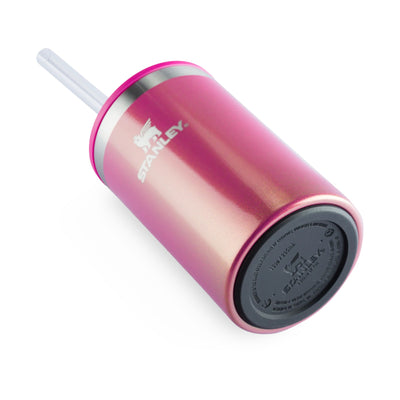 Can Cooler com canudo Stanley | 296ML em rosa, design elegante e funcional, ideal para uso diário.