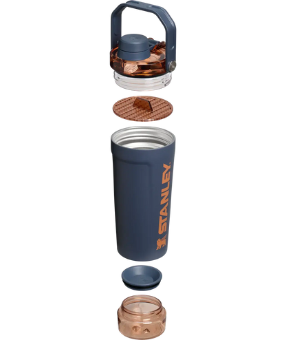 Exploded view of Activate Shaker Stanley | Coqueteleira 591ml showing lid, container, and double-wall insulation.