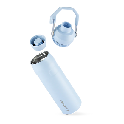 Garrafa Térmica Stanley Aerolight™ Fast Flow - 710ml em aço inoxidável desmontada, mostrando tampa e bocal.