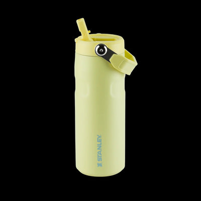 Garrafa Térmica Aerolight Flip Straw | 473ml em amarelo com design slim, ideal para transporte em mochilas e porta-copos.
