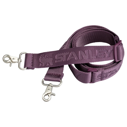 Alça roxa destacável da Bolsa para Copo Quencher Stanley 887ml – Carry All, feita de poliéster reciclado, com detalhes modernos.