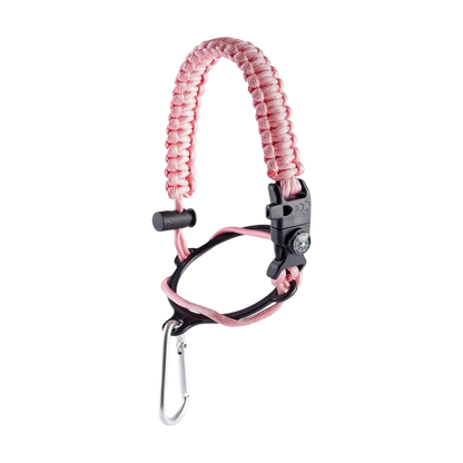 Alça para Garrafa Térmica de Mão com bússola, apito e pederneira, ideal para aventuras ao ar livre e segurança em emergências.