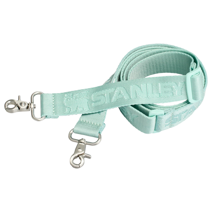 Cinto ajustável em verde menta da Bolsa para Copo Quencher Stanley 887ml – Carry All com ganchos de metal.