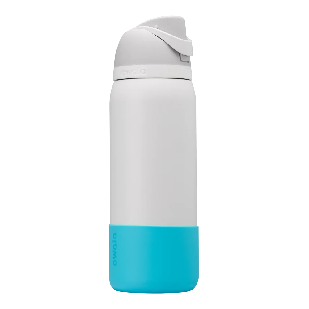 Capa Protetora de Silicone para Garrafa Owala - 946ml | 32oz em azul, antiderrapante, protege contra impactos e riscos.