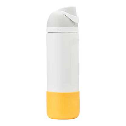 Capa Protetora de Silicone para Garrafa Owala - 710ml | 24oz amarela, proteção antiderrapante e resistência para aventuras e viagens.