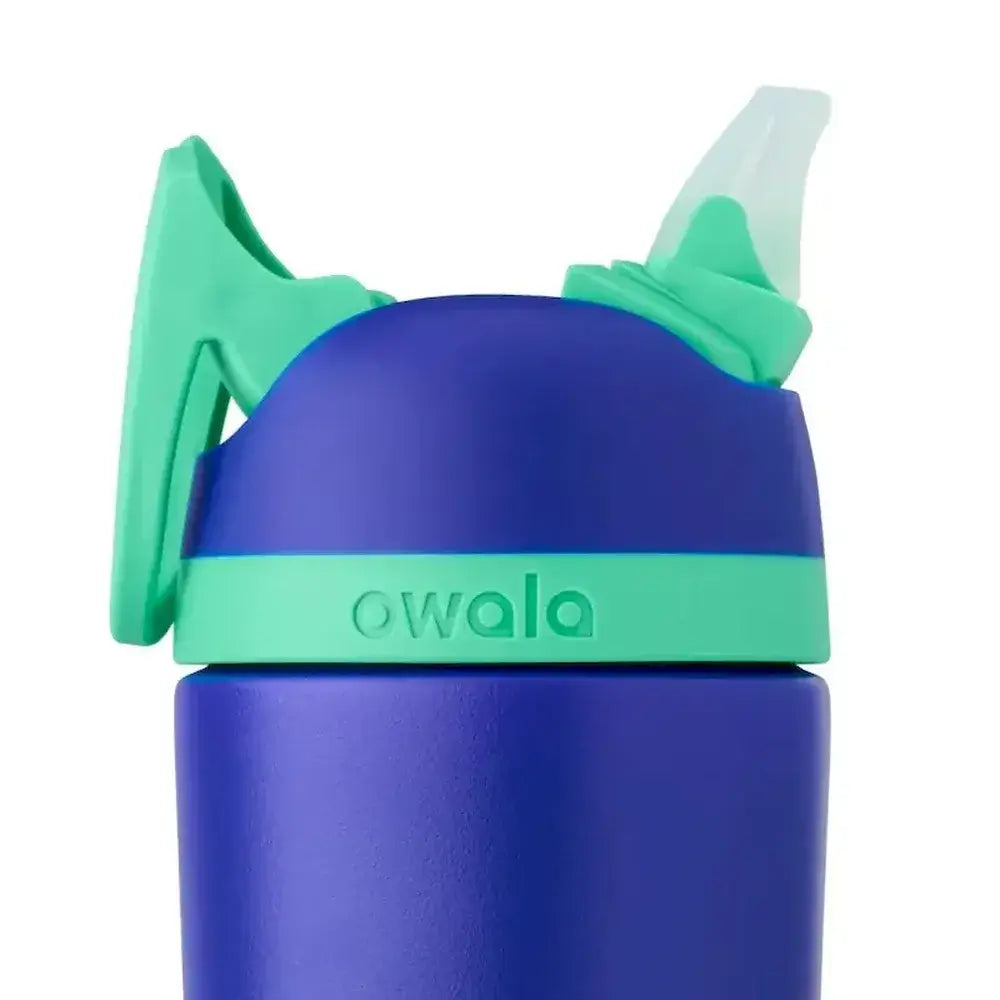 Garrafa Owala Flip Infantil Stainless Steel Termica | 14oz | 410ml azul, design seguro e isolamento térmico para crianças.