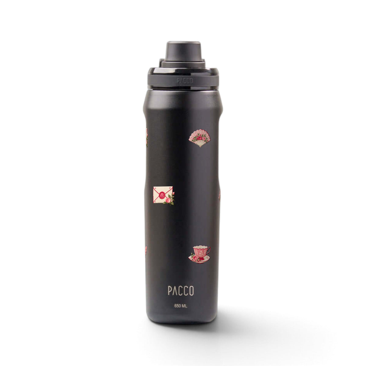 Garrafa Térmica PACCO Vyta 650ml Rosé Romântico Preta