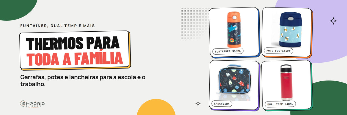 Thermos para toda a família: garrafa e pote Funtainer, lancheira e garrafa Dual Temp
