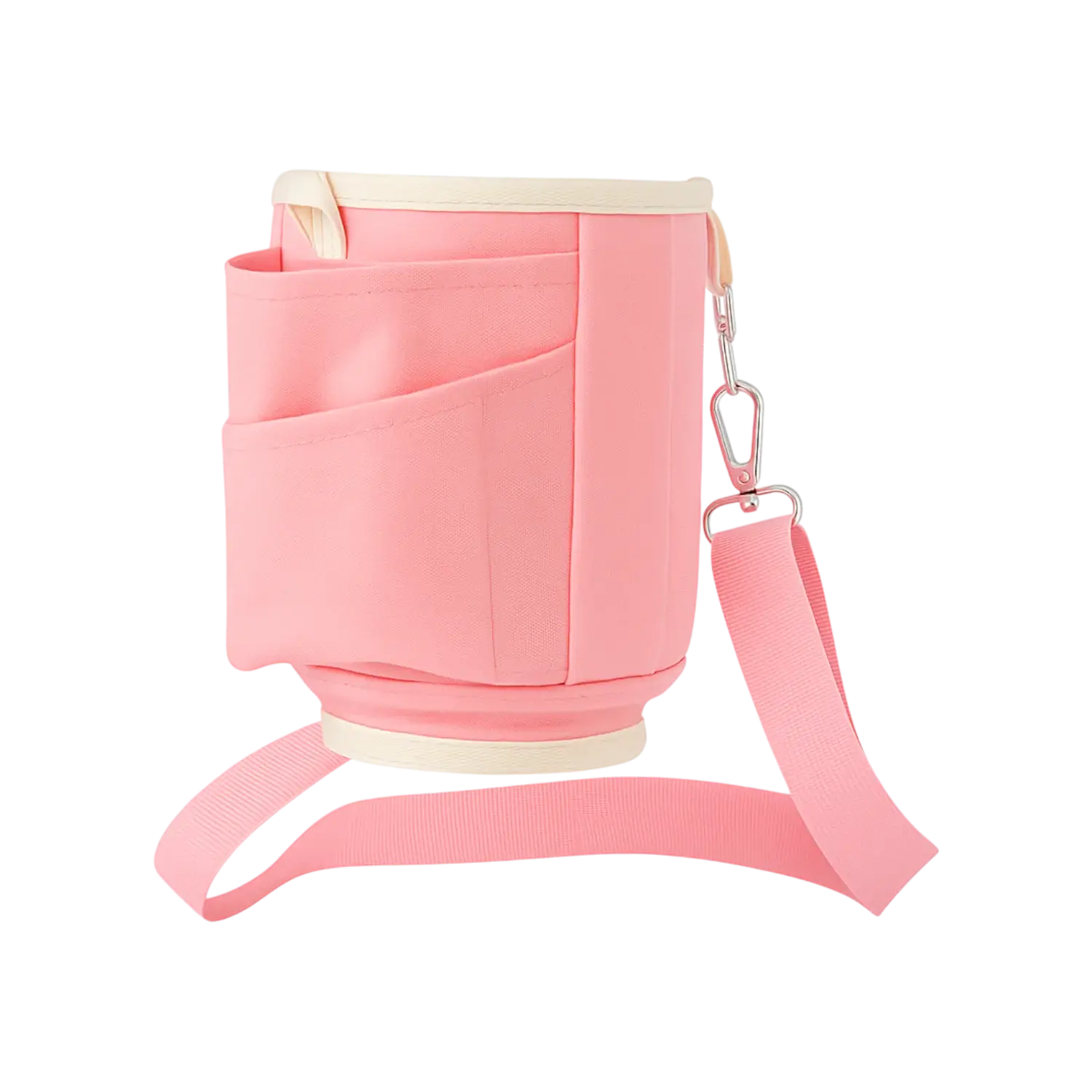 Bolsa para Copo Térmico Quencher & Tumbler em poliéster rosa com alça ajustável, estilo e praticidade para dia a dia.