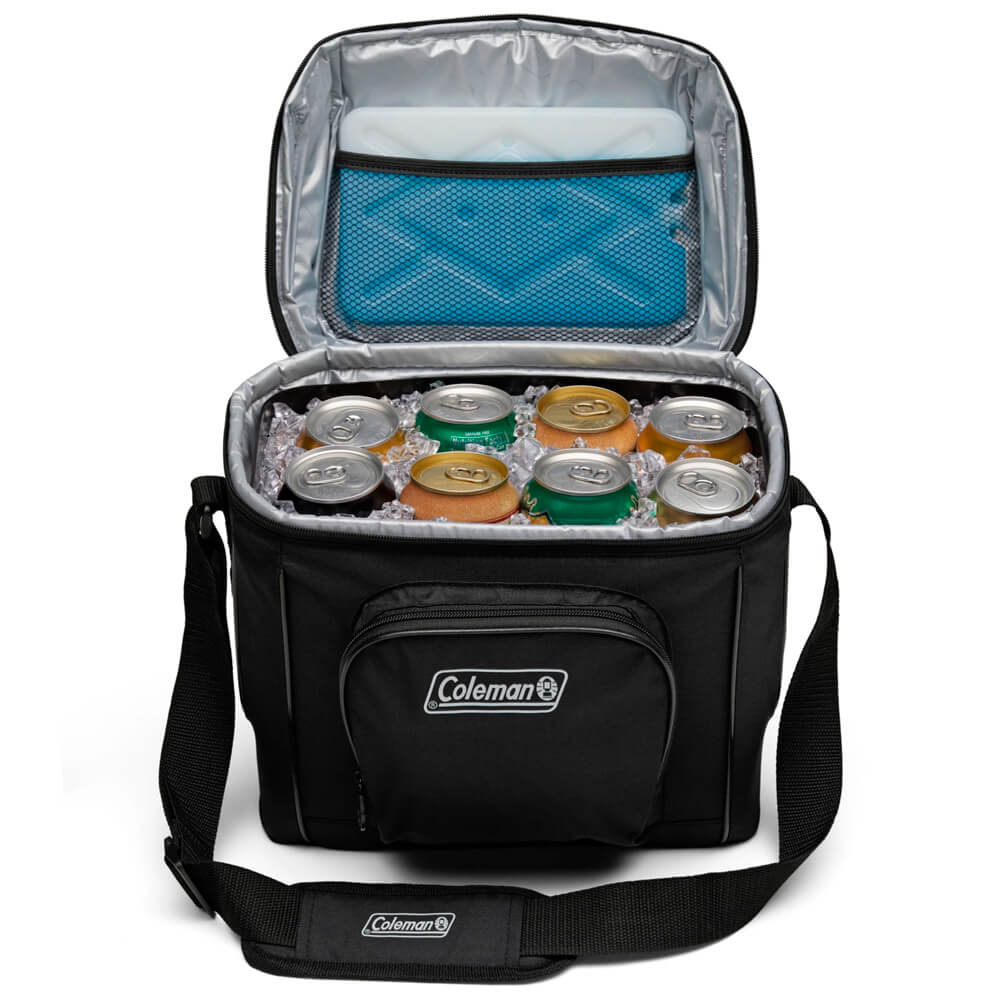 Bolsa Térmica Chiller™ 16 Latas Coleman with cans inside, open top view