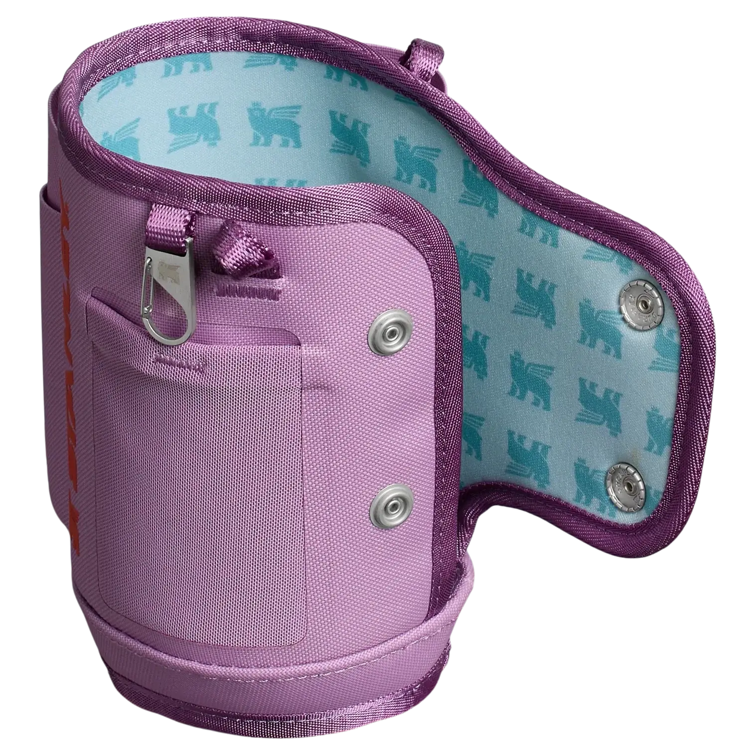 Bolsa para Copo Quencher Stanley 887ml – Carry All em roxo, design moderno em poliéster reciclado, praticidade e conforto.