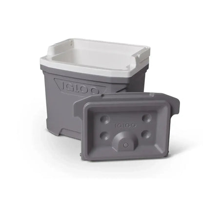 Caixa Térmica Profile 28L - Igloo com design ergonômico em cinza, ideal para viagens curtas, mantendo alimentos e bebidas frescos.