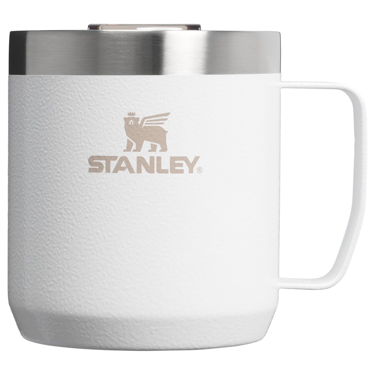 Caneca Camp Mug Stanley 350 ml Polar, vista frontal com tampa fechada