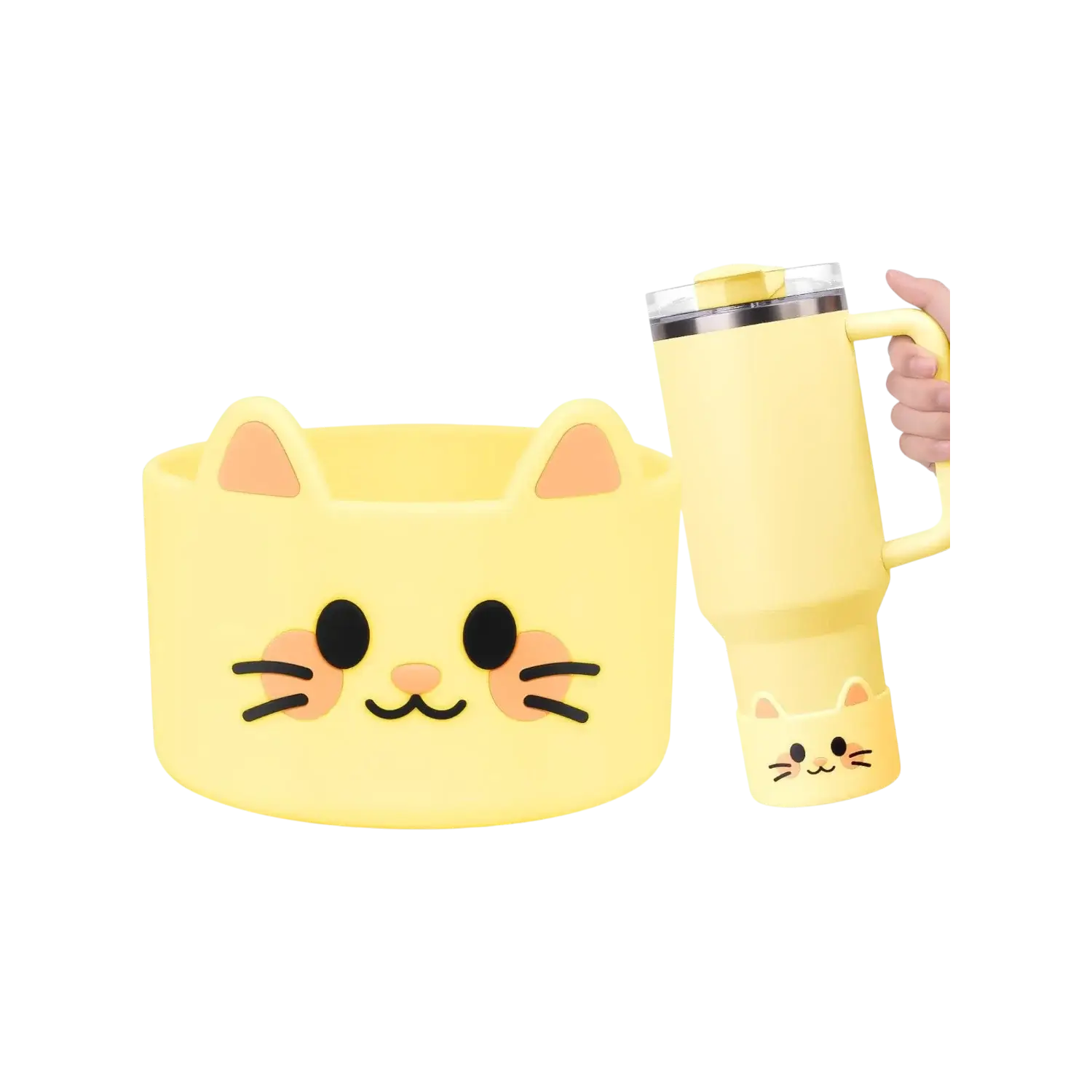 Capa de Silicone Médio - Variados 3D em design de gatinho para proteger garrafas entre 350 ml e 750 ml, proporcionando durabilidade e estilo.