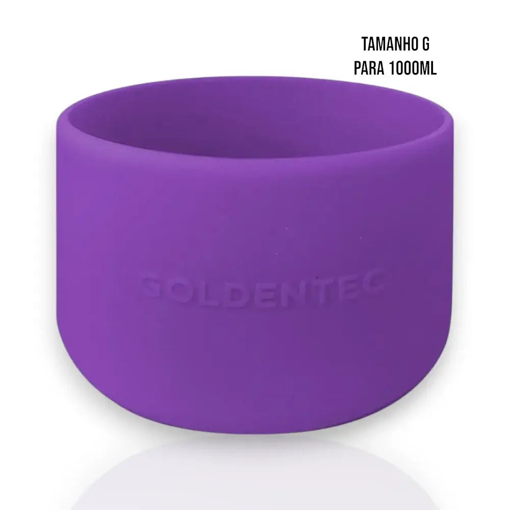 Capa de Silicone Goldentec G roxa para garrafa de 1000ml, proteção antideslizante e à prova de riscos, tamanho G.