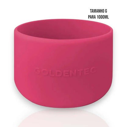 Capa de Silicone Goldentec G para garrafa térmica de 1000ml, flexível e resistente, proteção ideal contra riscos e ruídos.