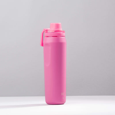 Garrafa Térmica PACCO Vyta 650ml rosa em aço inox, design elegante e durável com alta conservação térmica, base antiderrapante.