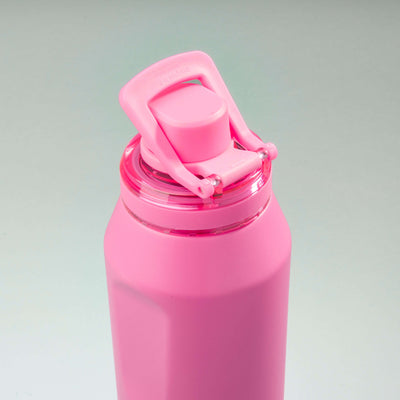 Garrafa Térmica PACCO Vyta 950ml rosa, tampa segura destacada, isolamento a vácuo, mantém líquidos quentes e frios, durável em aço inox.