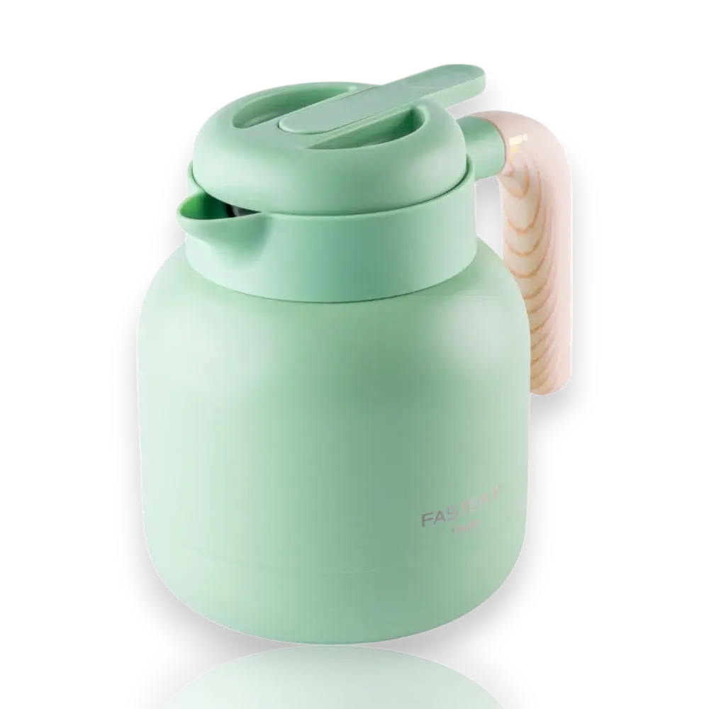 Garrafa de Café Expresso Faster - 1000ml com isolamento a vácuo, cor verde, mantém líquidos quentes por 6 horas.