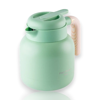 Garrafa de Café Expresso Faster - 1000ml com isolamento a vácuo, cor verde, mantém líquidos quentes por 6 horas.