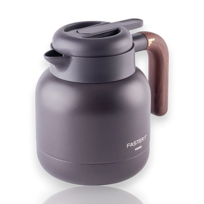 Garrafa de Café Expresso Faster - 1000ml com isolamento a vácuo em aço inox, ideal para manter líquidos aquecidos por até 6 horas.
