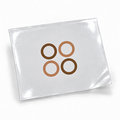 Quatro círculos — sticker UV DTF individual com verniz — apresentação