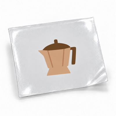 Cafeteira italiana — sticker UV DTF individual com verniz — apresentação