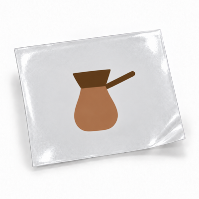 Cafeteira aberta — sticker UV DTF individual com verniz — apresentação