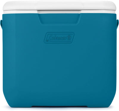 Coleman Chiller Cooler 30QT azul com isolamento TempLock™, ideal para praia, camping, churrascos e atividades ao ar livre.