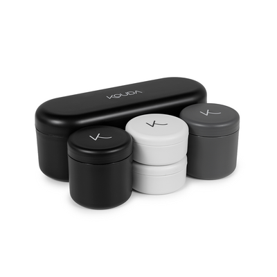 Conjunto de Porta Snacks Bento Petit - Kouda preto e cinza para organização prática de snacks.