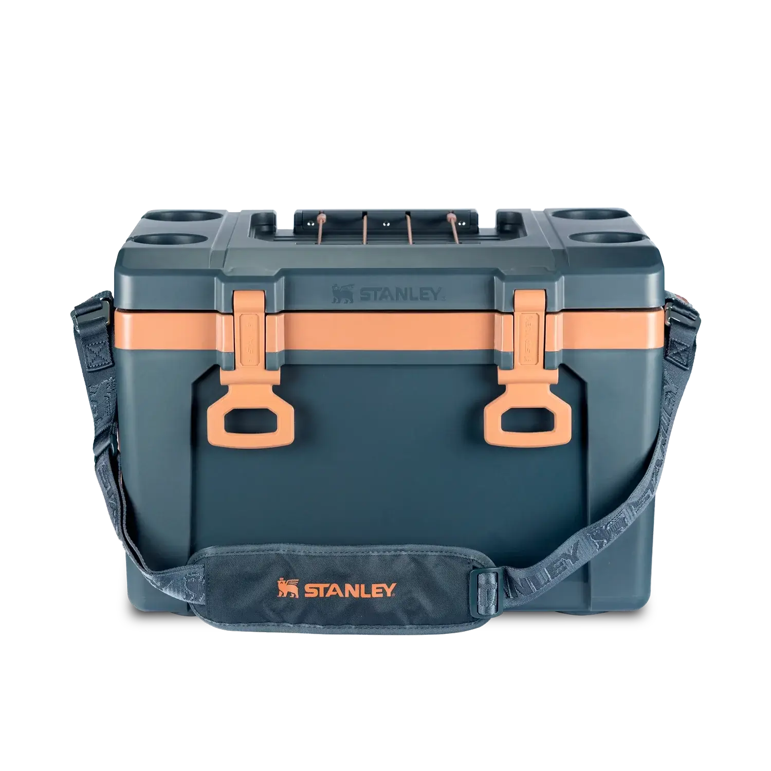 Cooler Térmico Stanley 23.7L com alça removível para aventuras, ideal para manter bebidas geladas por horas. Praticidade em qualquer ocasião.